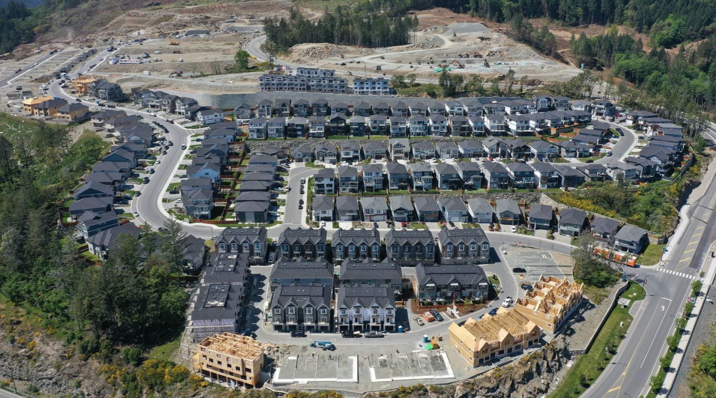Aerial view of verity construction residential project